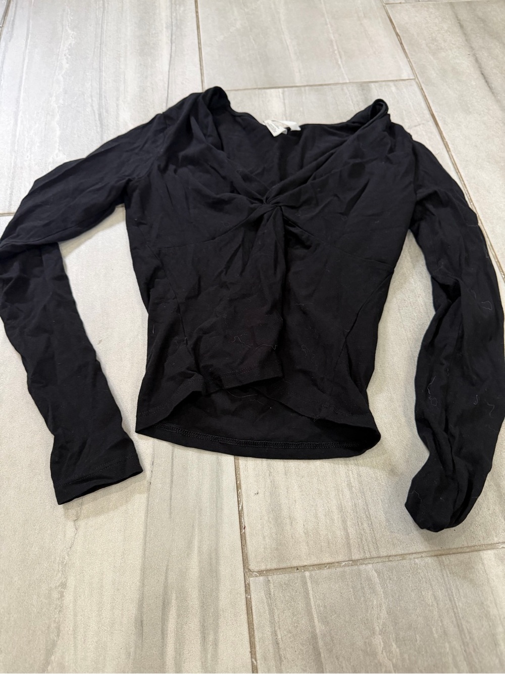 H&M Black Long-Sleeve Twist-Front Blouse